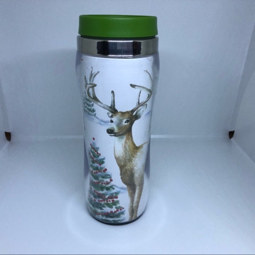 Kohls Christmas Coffee Tumbler Forest Scene 16oz